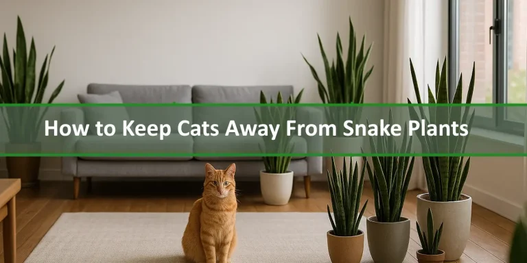 Orange tabby cat in a modern living room with multiple snake plants, featured image for keeping cats away from snake plants.